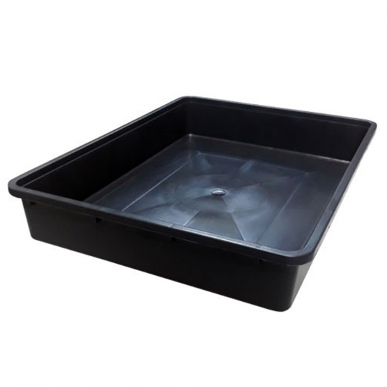 Bandeja inyectada rigida negra con asas, sin agujeros 57x42x9cm
